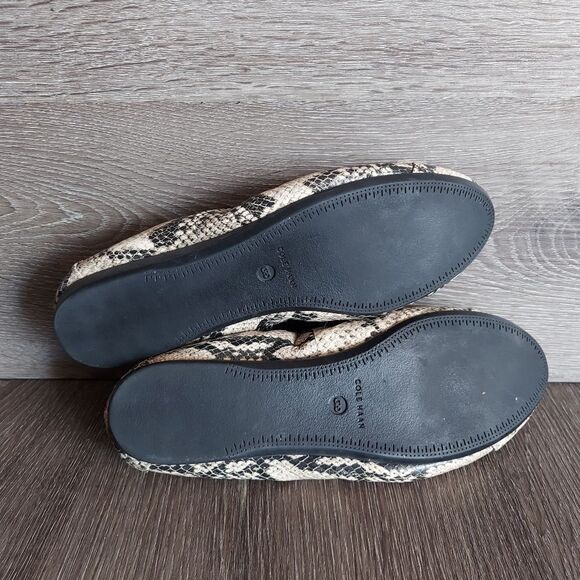 Cole Haan Elsie Snakeskin Elsie Bow Ballerina Flats Size 8B - Picture 8 of 9